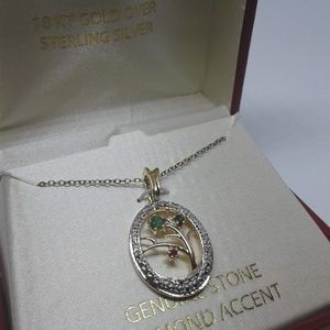 18KT Gold over Sterling Silver Tree Charm Necklace